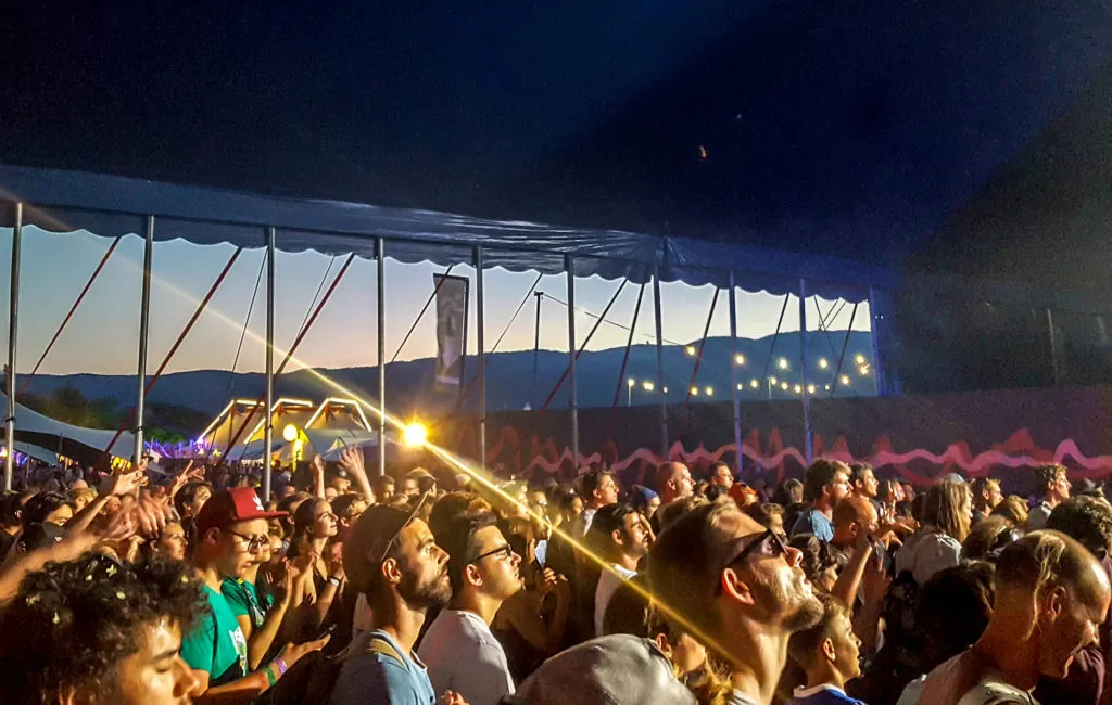 Music festival with a crowd of people