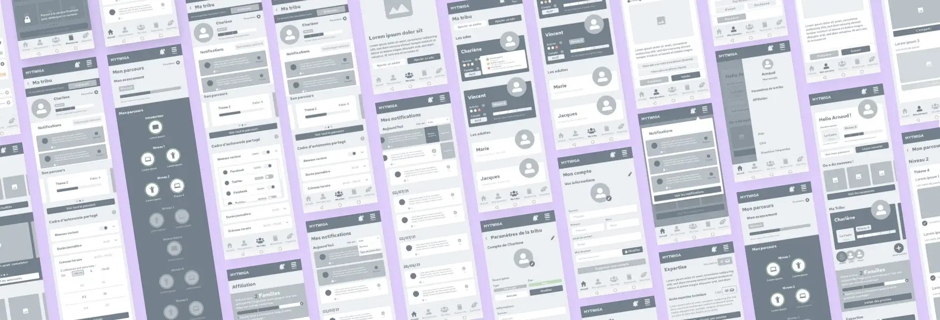 MyTwiga wireframes