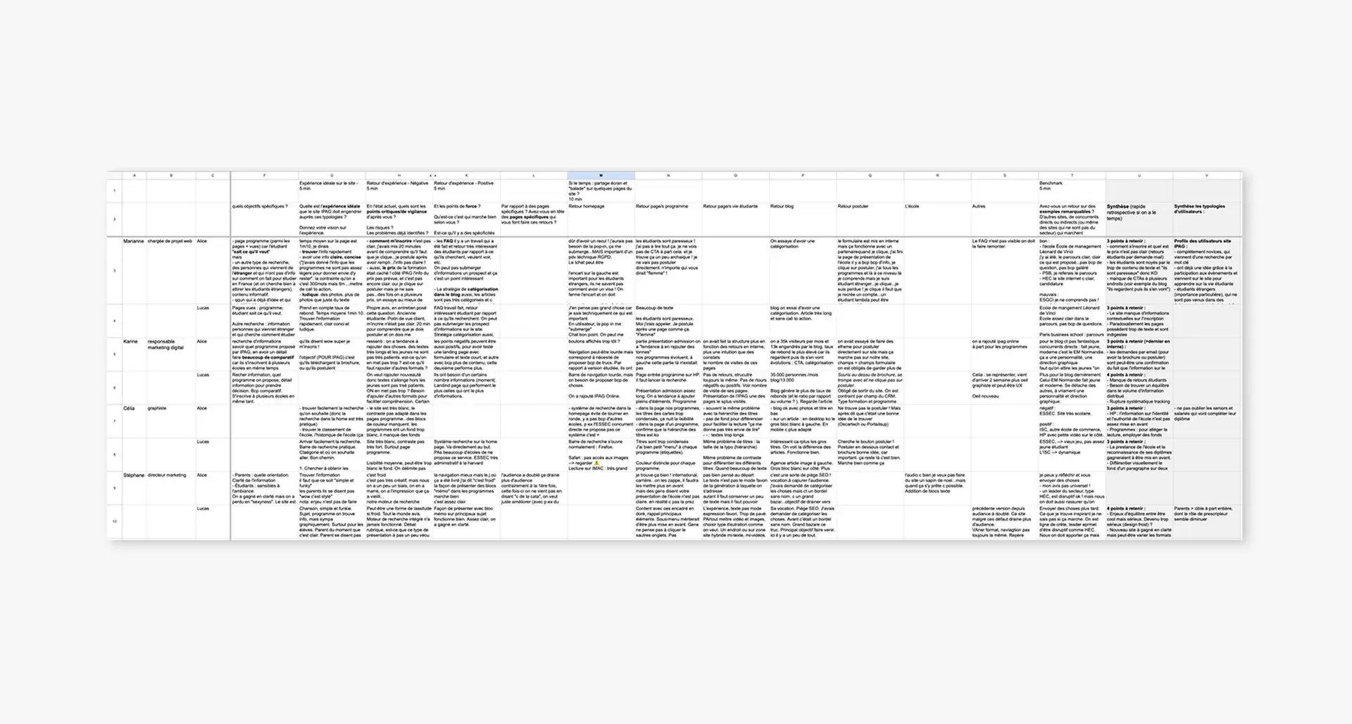 Overview of a file containing the stakeholder-interview database