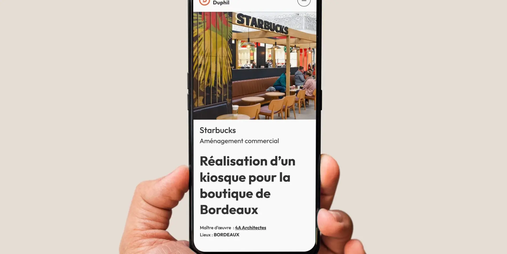 Page d'une réalisation sur le site en version mobile