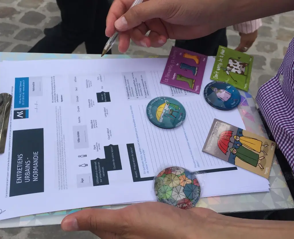Picture of an interview grid filled out in the street