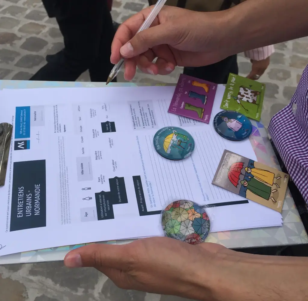 Picture of an interview grid filled out in the street