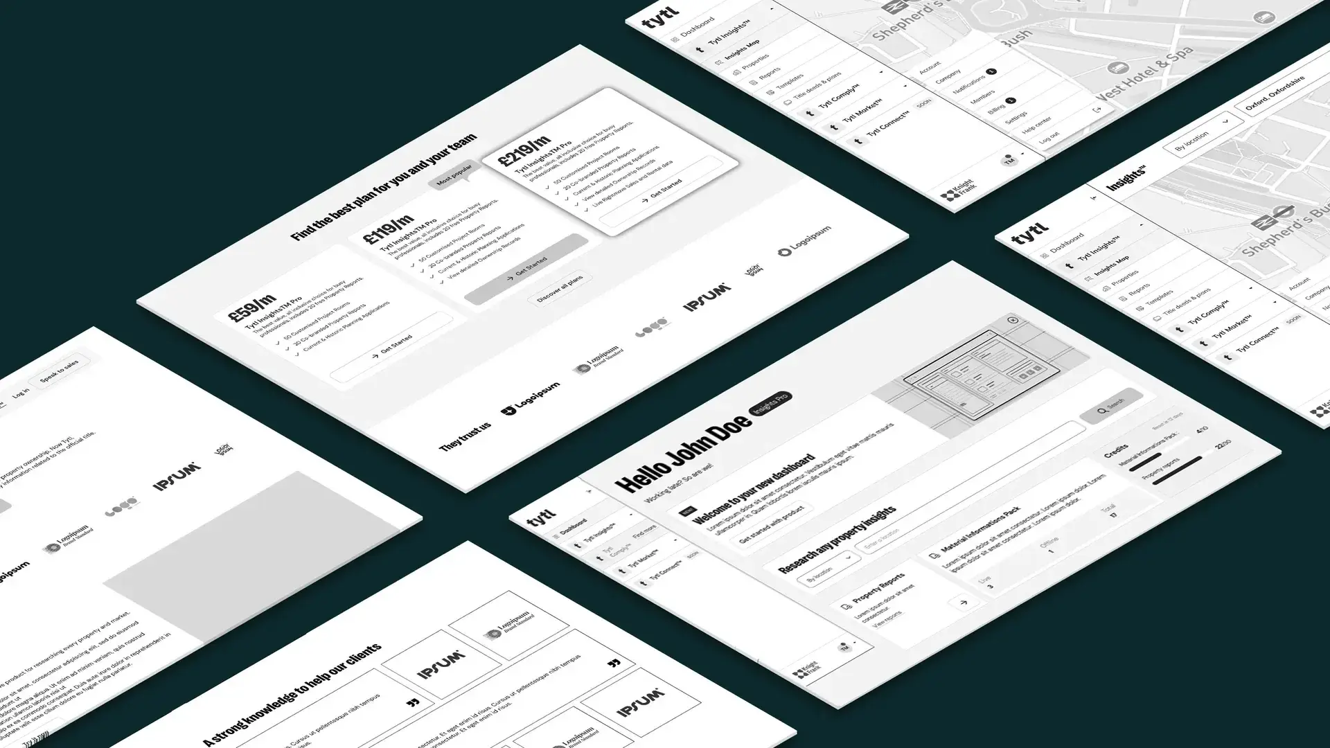 Presentation board of the UX screens