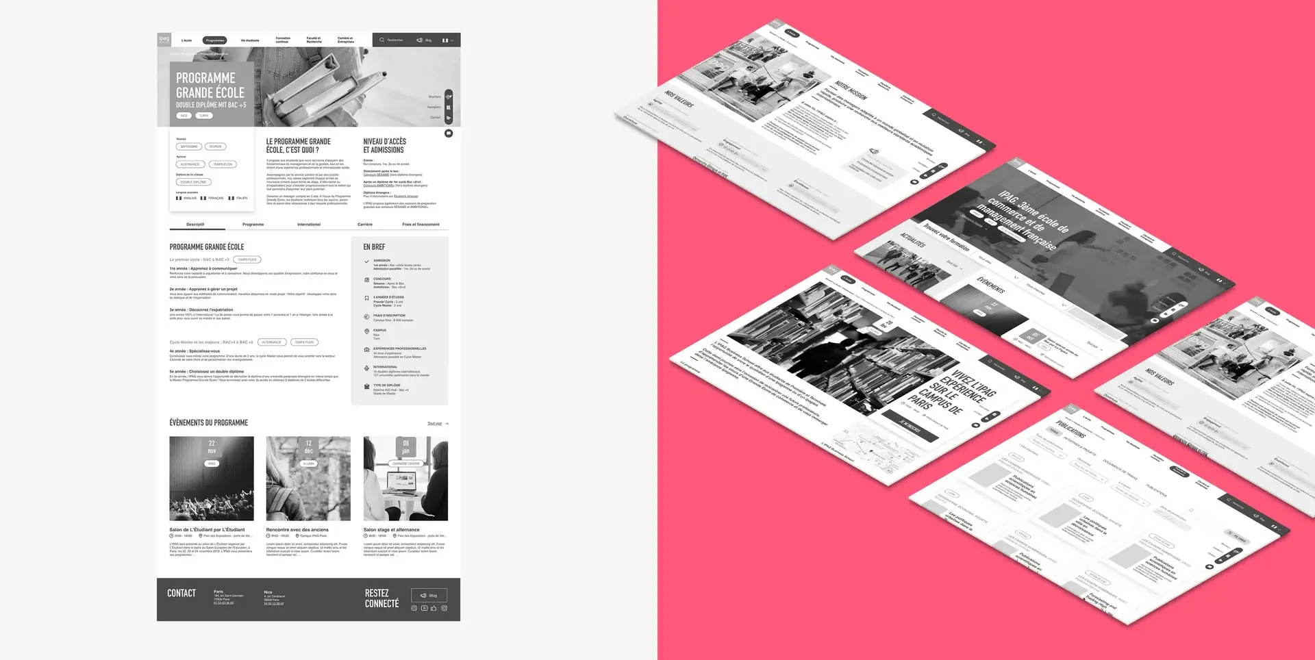Presentation of the IPAG website wireframes