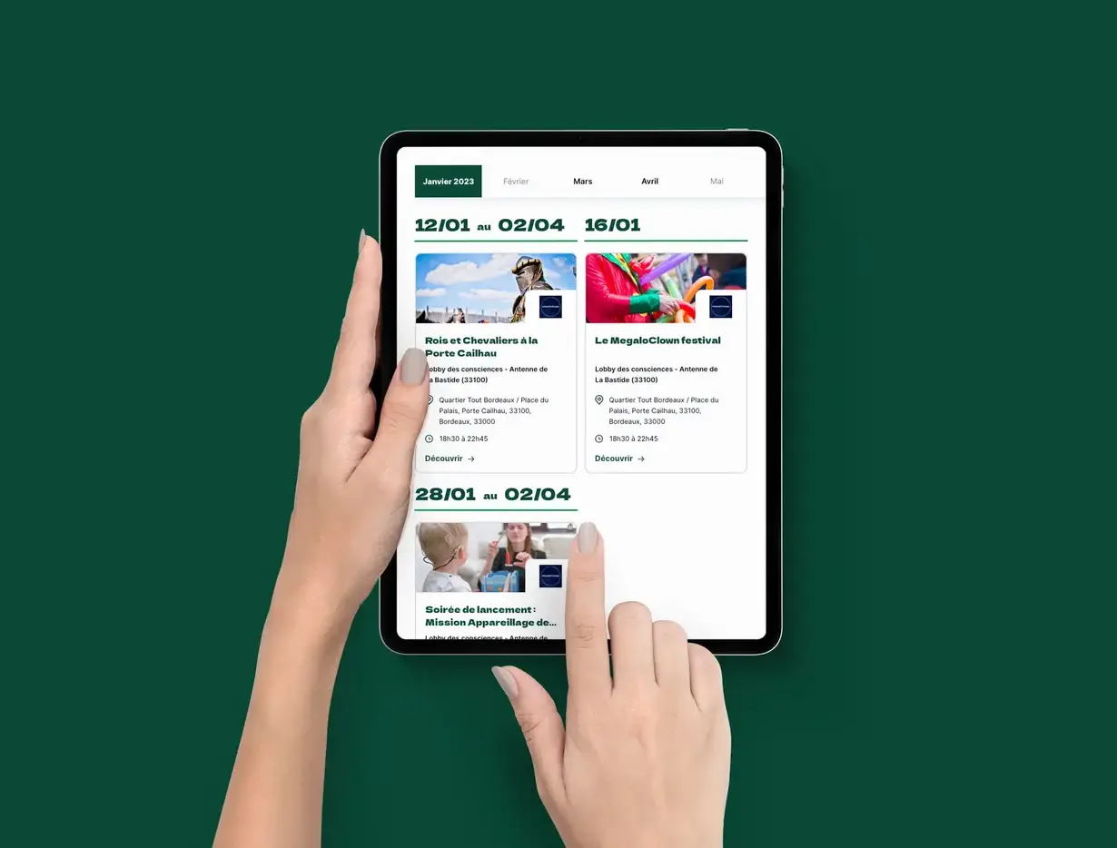 Déclinaison du responsive design sur tablette iPad