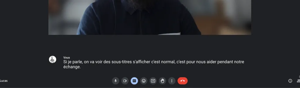 Screenshot of real-time subtitles during an interview