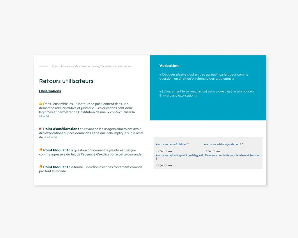 Screenshot of the audit of the current form with the user feedback from the guerrilla test