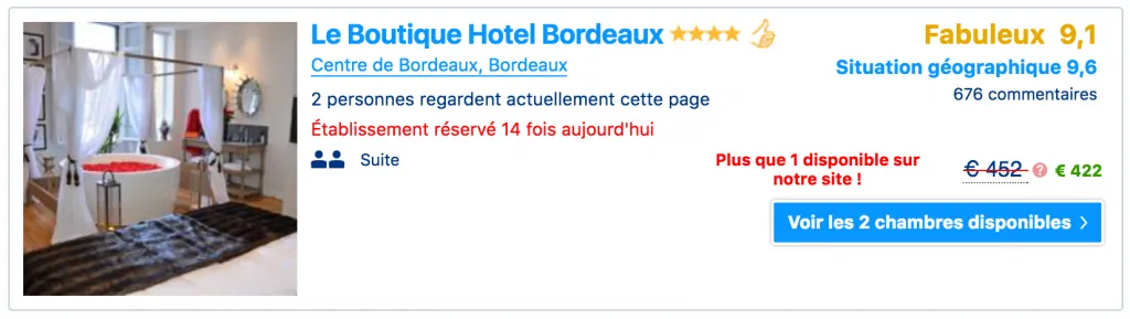 Screenshot of the Booking website