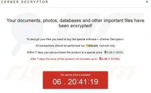 Screenshot of the Cerber ransomware