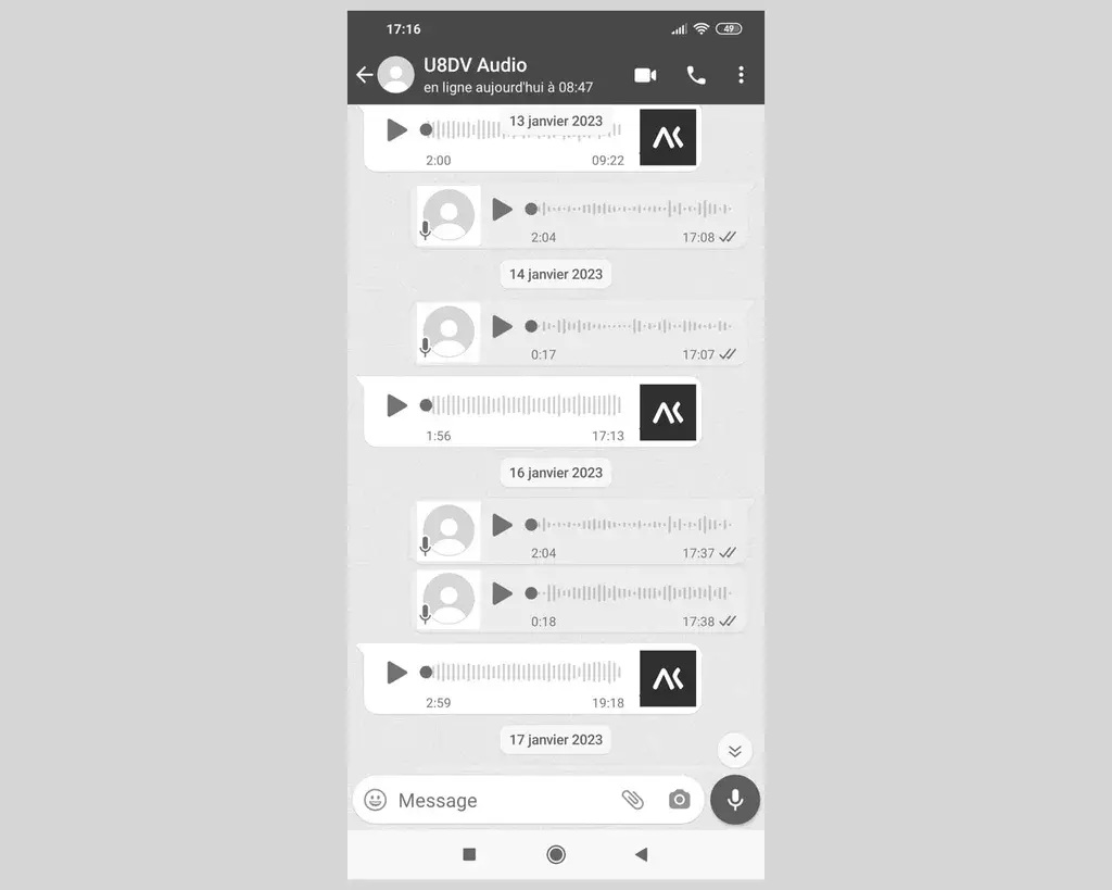 Screenshot of the WhatsApp app used to make exchanges easier with users with disabilities