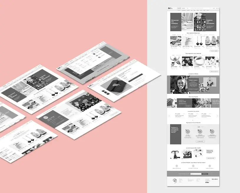 Selection of mobile-site wireframes, with focus on the product page