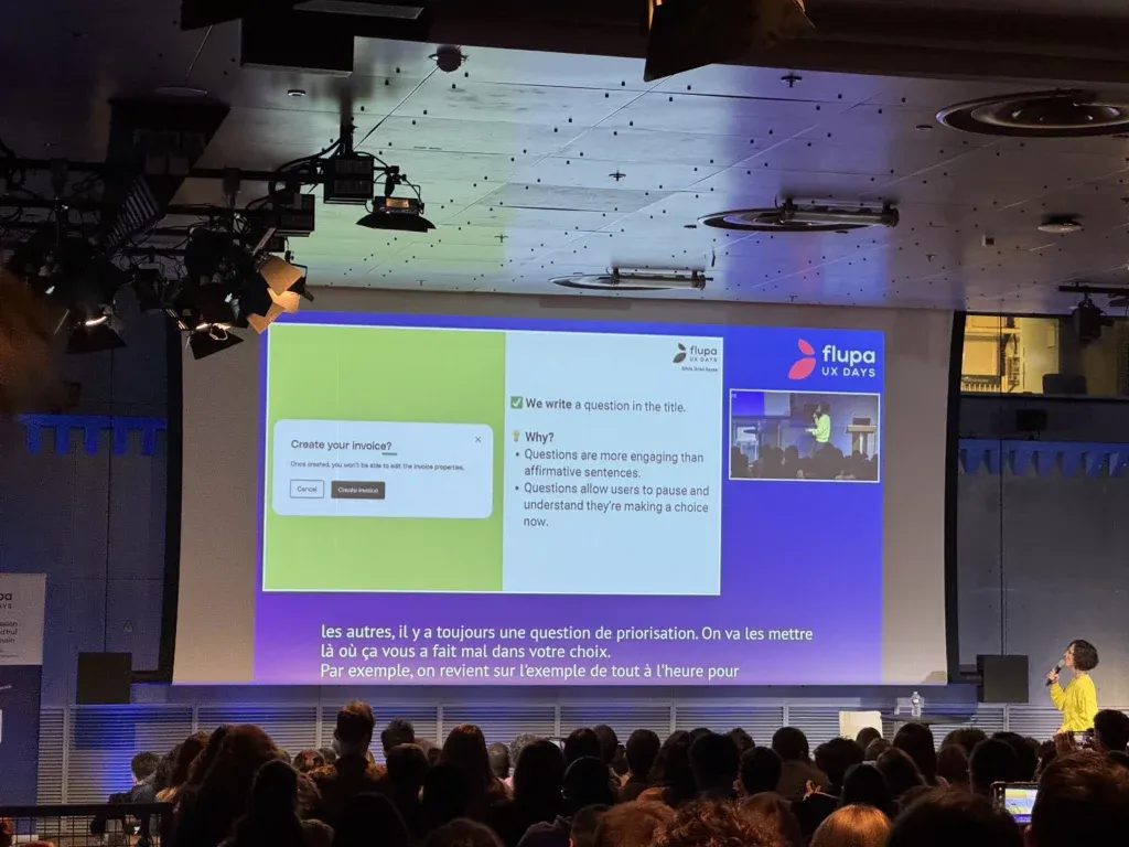 Silvia Griso Sayas presenting at UX Days 2025