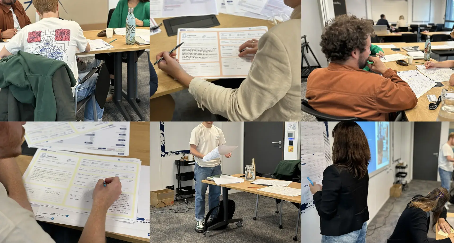 Six photographs taken during persona co-design workshops