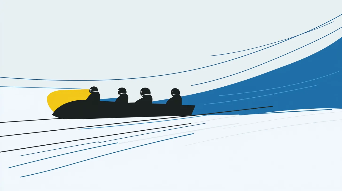 Team of 4 people in a Bobsleigh