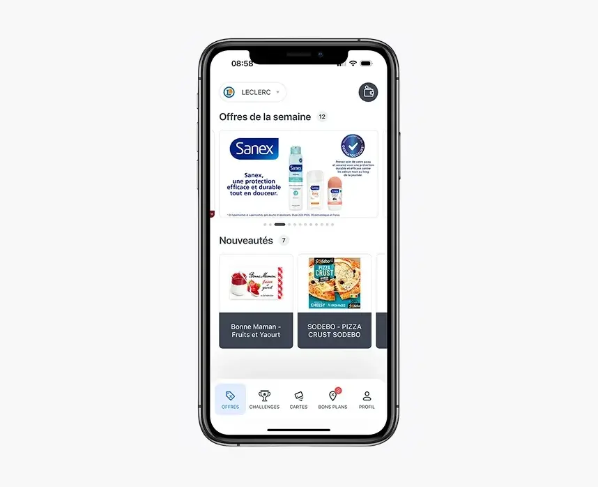 The app's homepage before the redesign