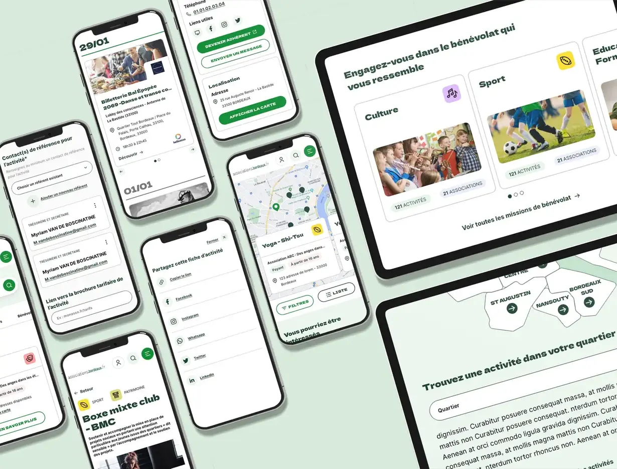 Le portail associatif affiché sur iPad et mobile
