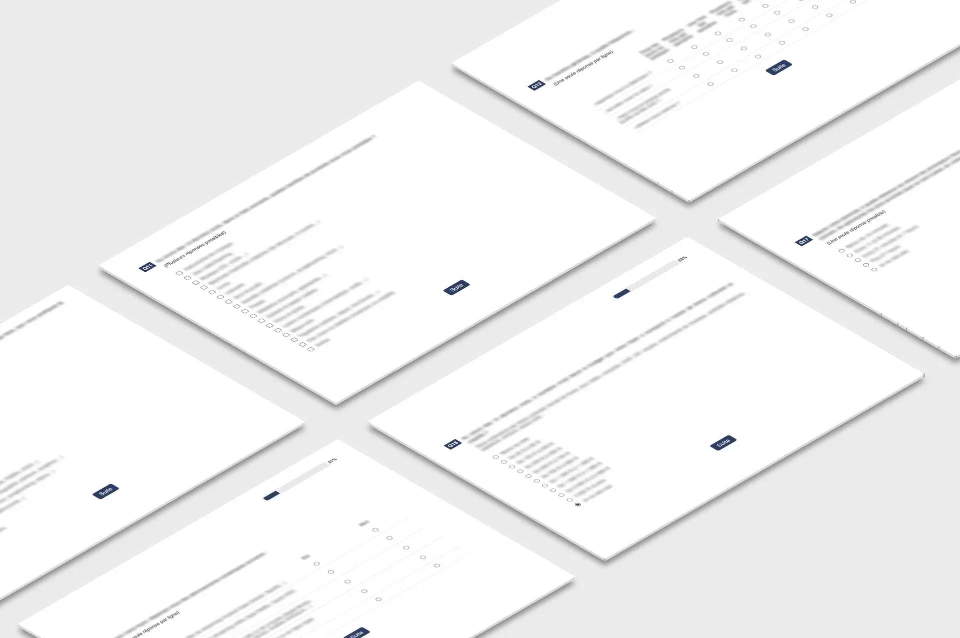 The full set of screens of an online questionnaire