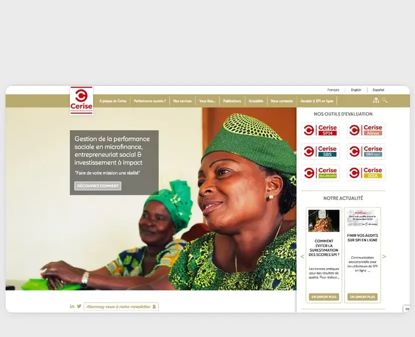 The showcase site before the redesign