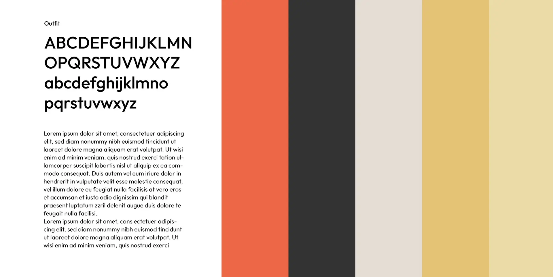 Typographie et références couleur utilisées dans la charte graphique