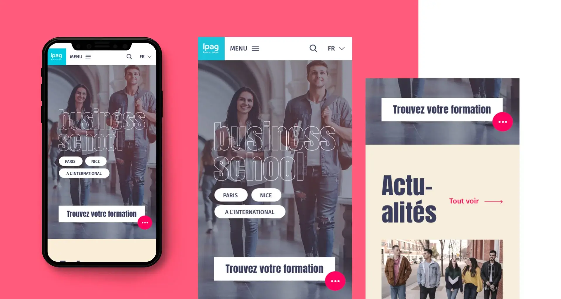 UI design of the home page in mobile version