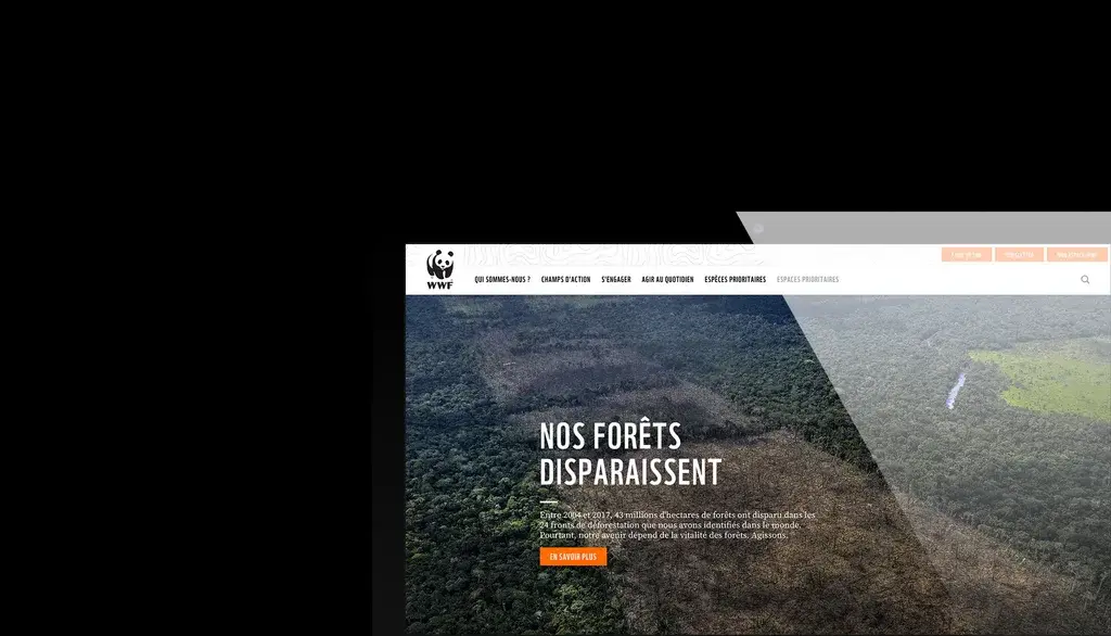 UI design of the WWF home page before the redesign