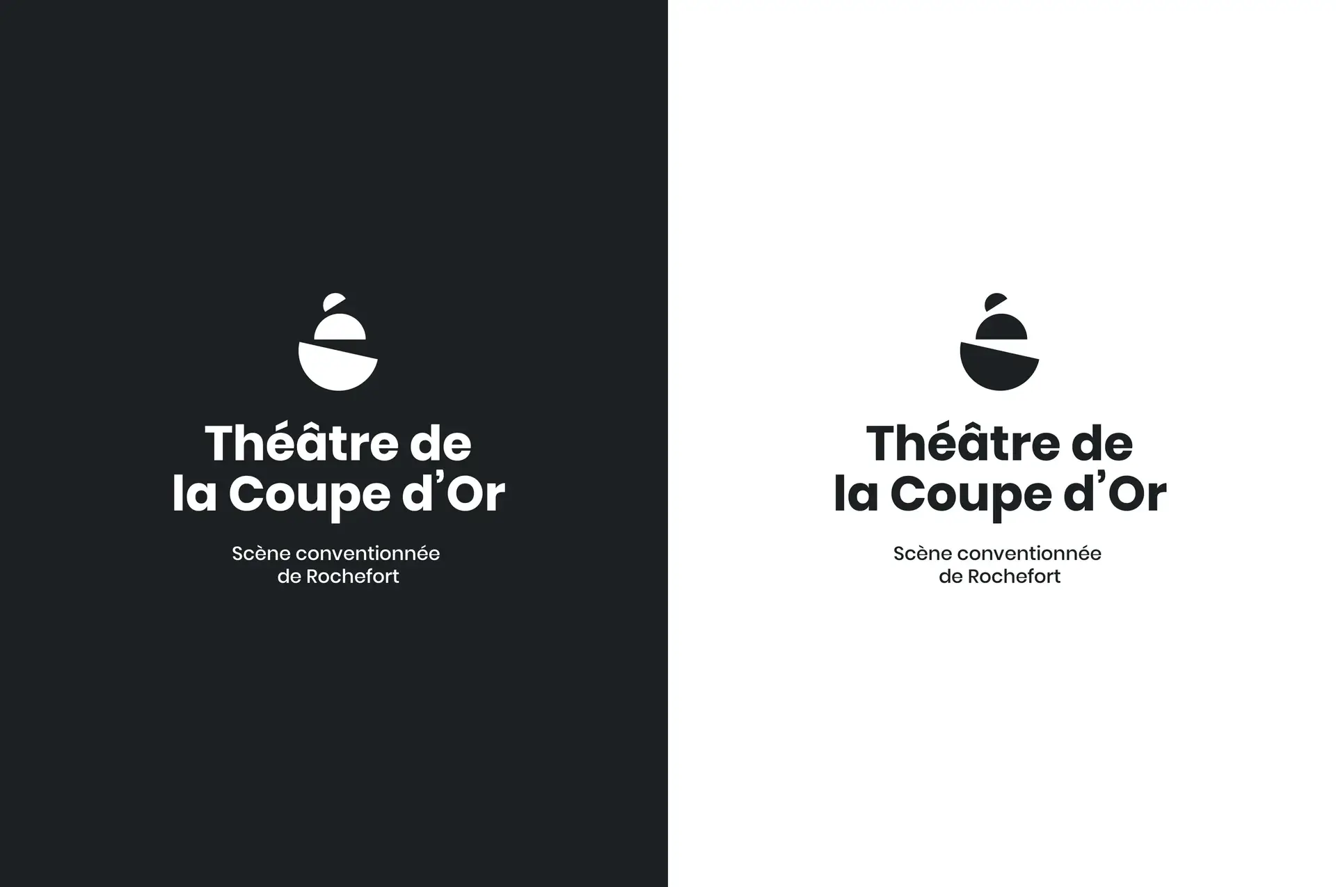 Visual identity, logo on black and white backgrounds