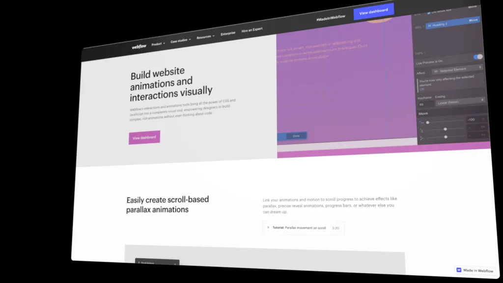 Webflow animation example