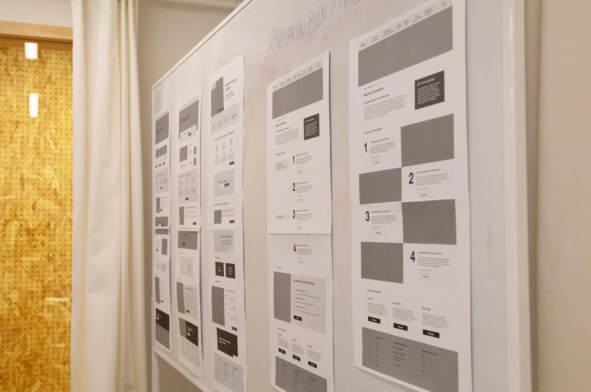 White board with sheets laid on it
