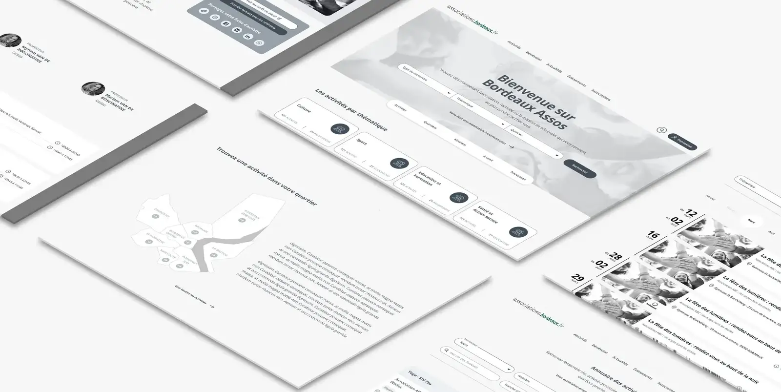 Wireframes de la refonte du portail annuaire associatif