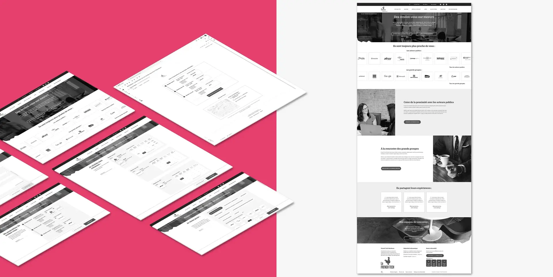 Wireframes of the appointment-booking section, with focus on the home page