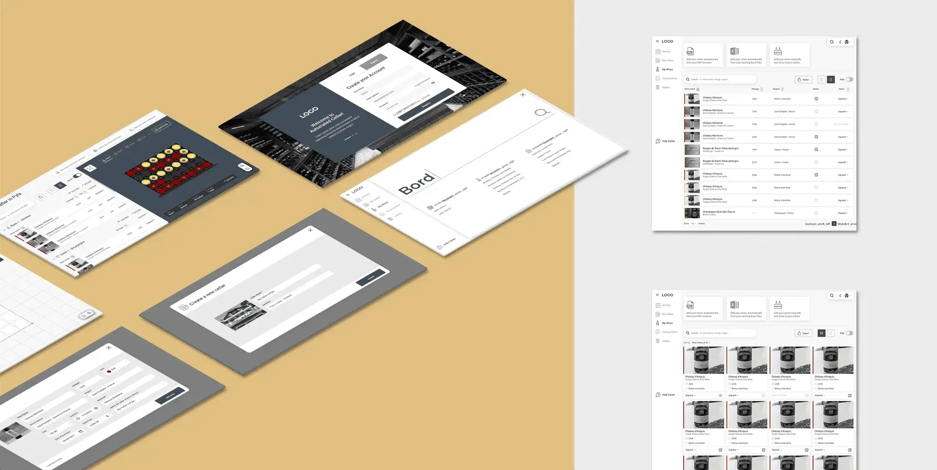 Wireframes of the web app