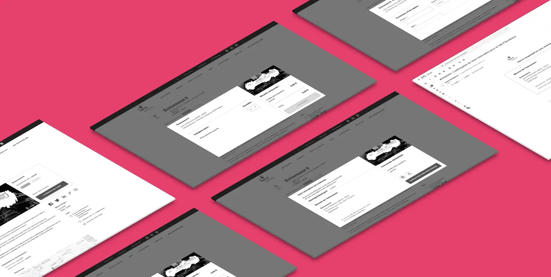 Wireframes of the event sign-up flow