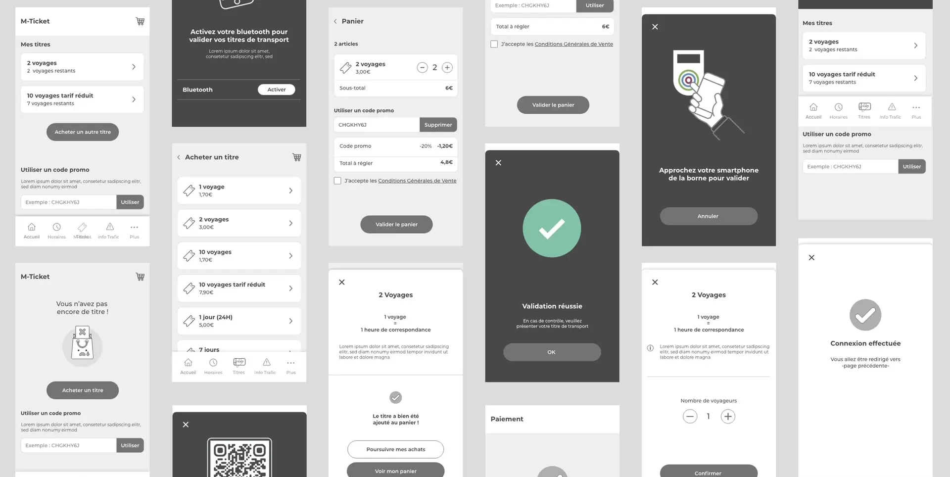 Mobile wireframes