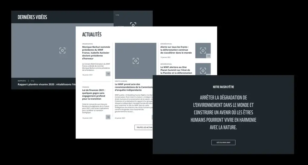 Wireframes of a desktop interface