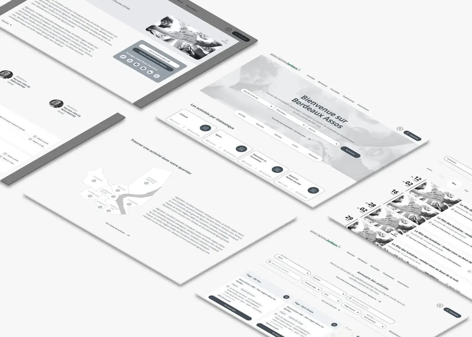 Wireframes de la refonte du portail annuaire associatif