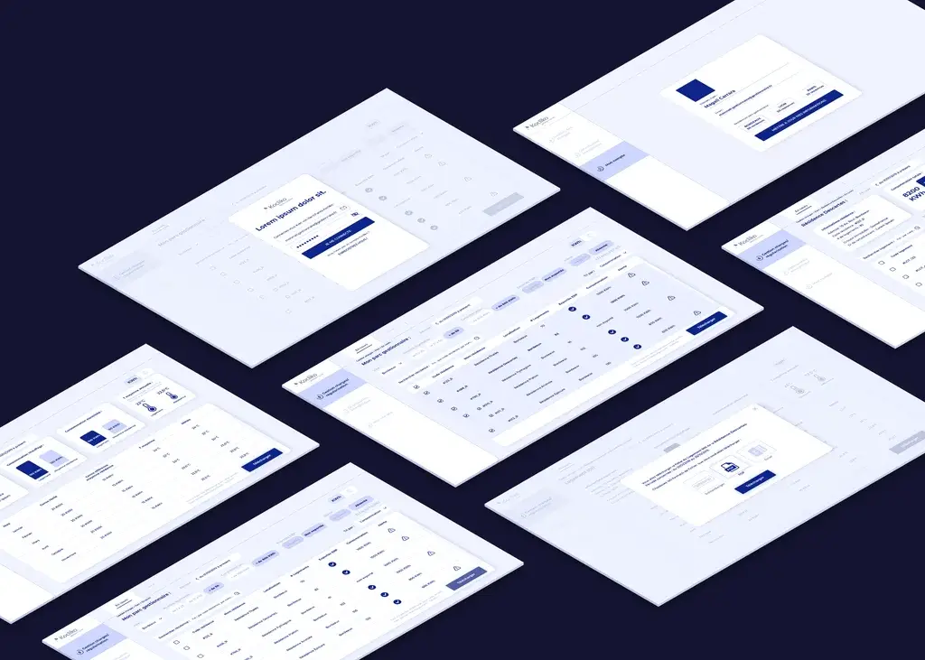 Wireframes of the managers' interface