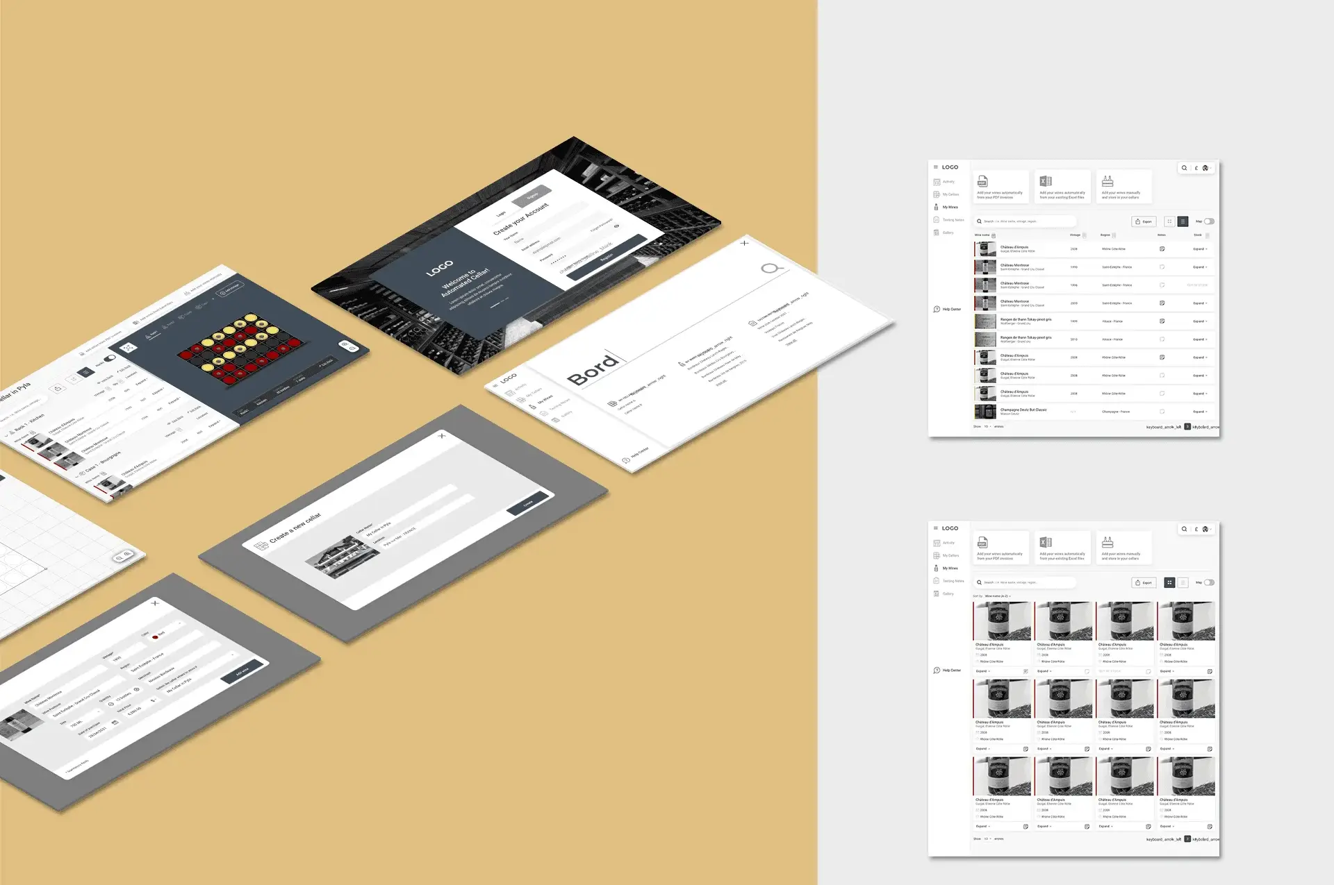 Wireframes of the web app
