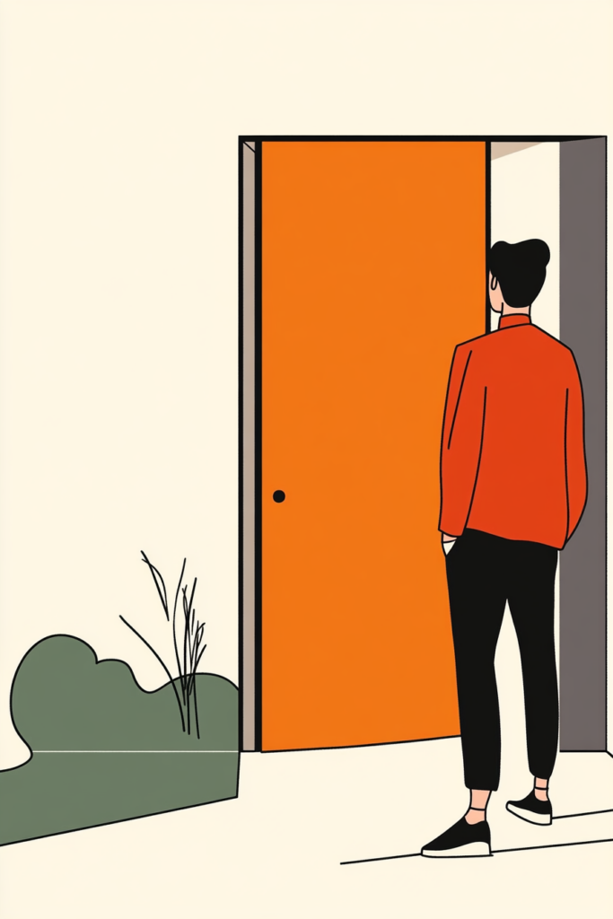 un homme devant une porte ouverte