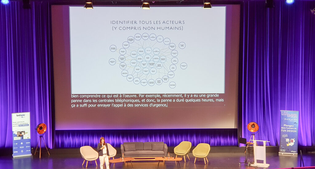 Visuel présentant la keynote sur le design systémique et sur la nécessité d'identifier tous les acteurs y compris les non humains pendant la conception