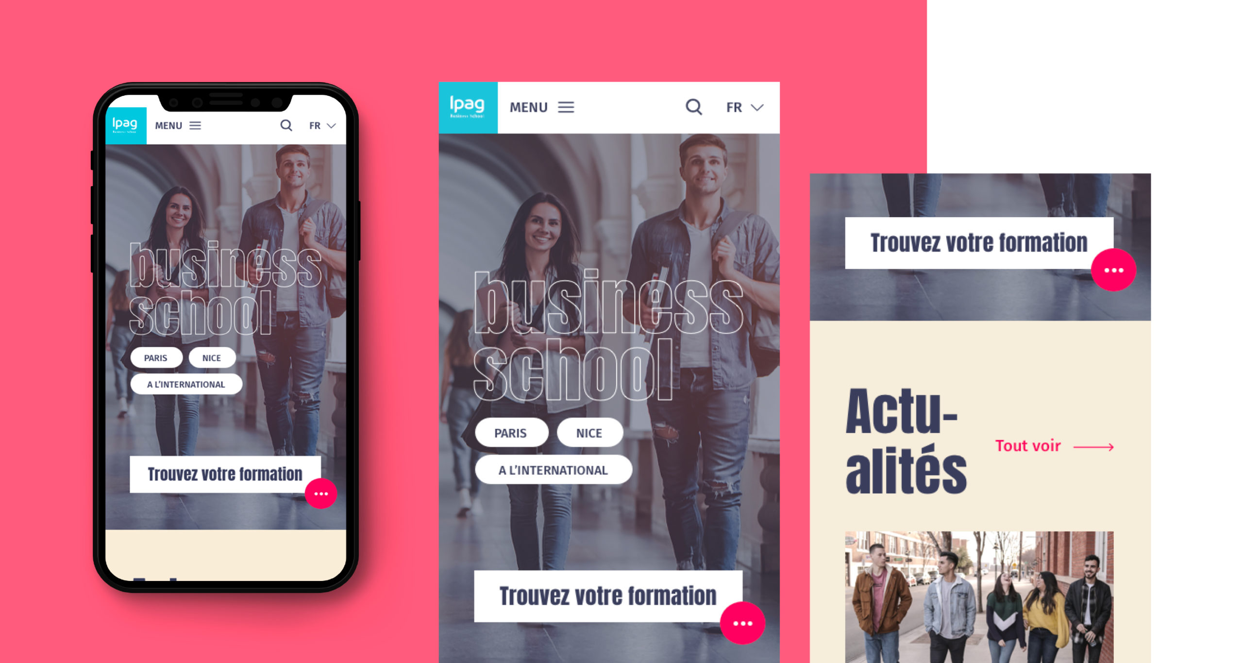 Déclinaison graphique de la page d'accueil en version mobile