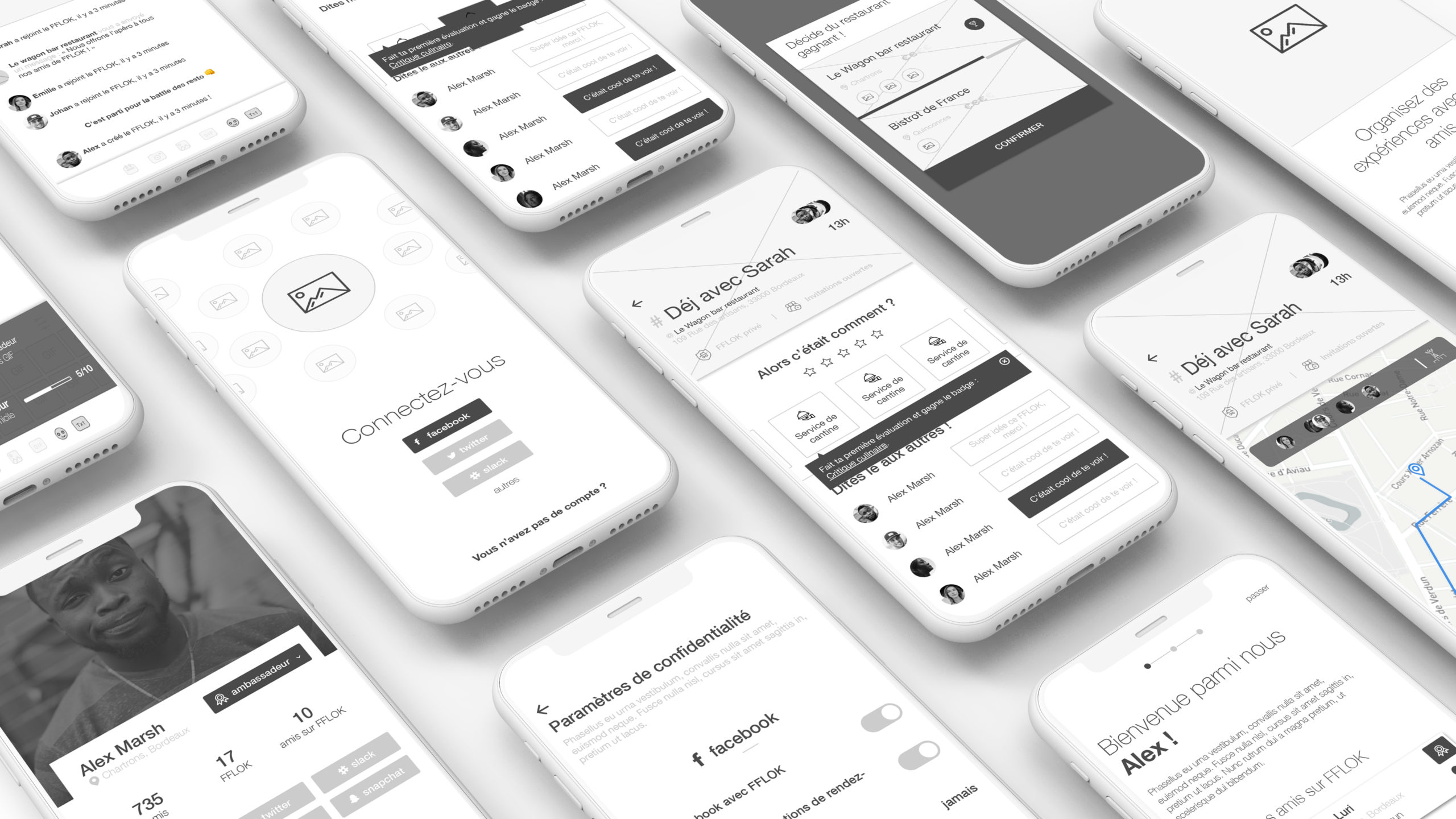 Wireframes de l'application mobile