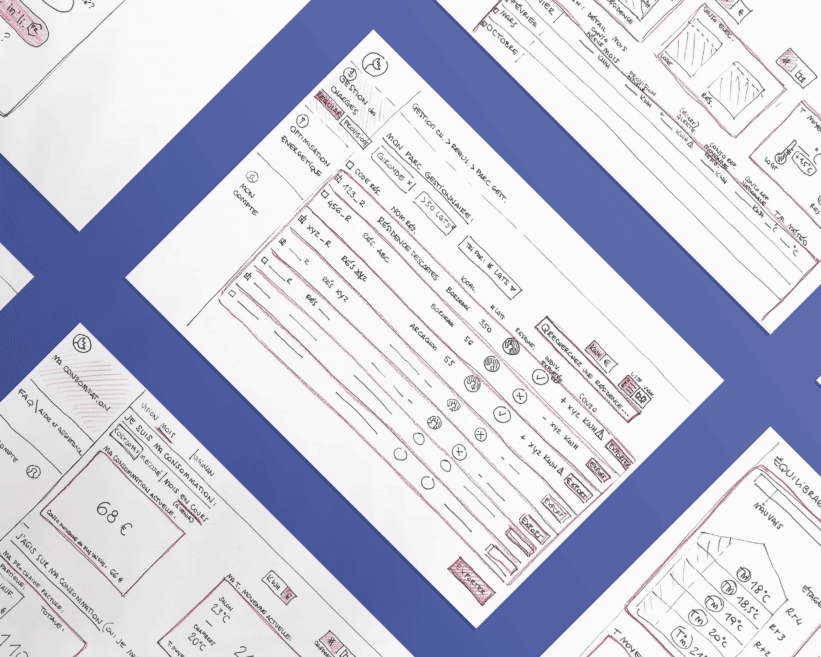 Mockup des sketches papier de l'interface