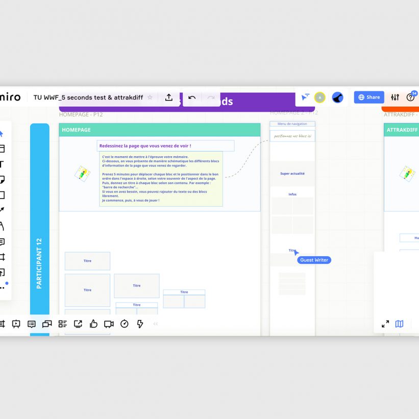 Capture d'écran affichant un tableau de travail collaboratif