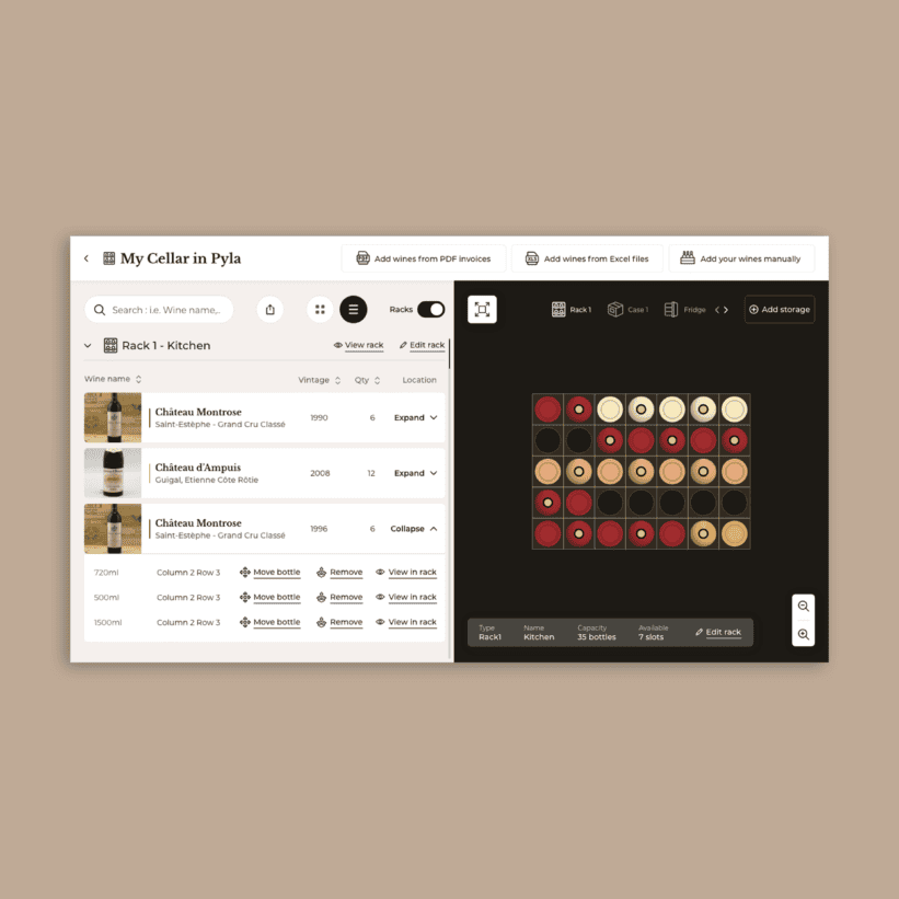 Vue d'une cave à vin