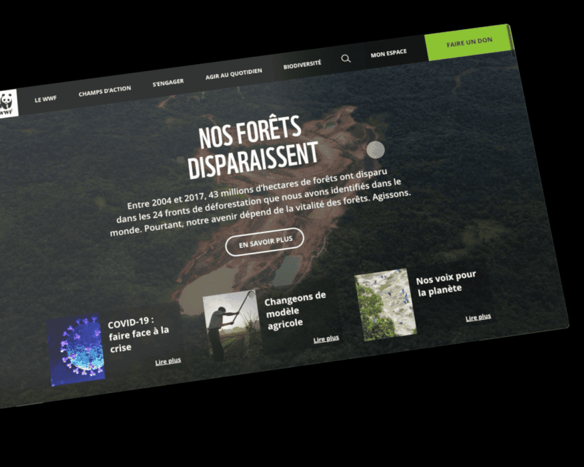 Capture d'écran de la refonte du site WWF