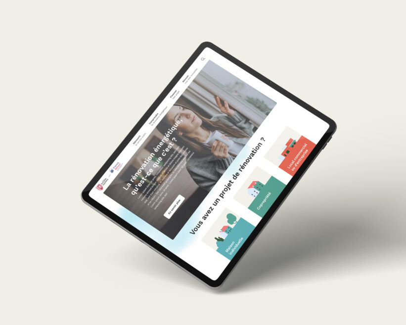 Page d'accueil sur tablette