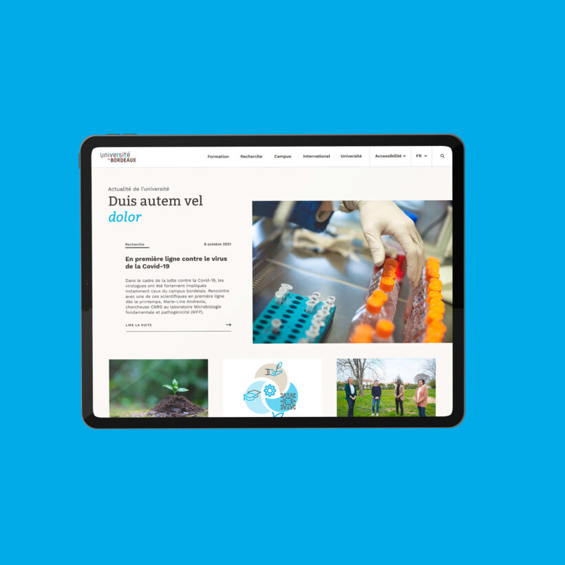 Maquettes graphiques de la page actualités