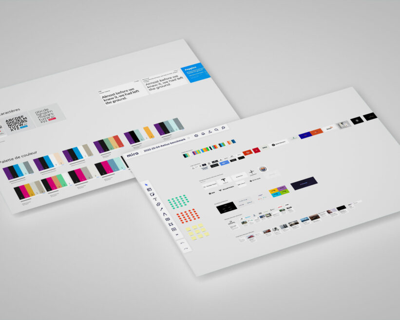 Planche de tendance de logos et couleurs sur Miro