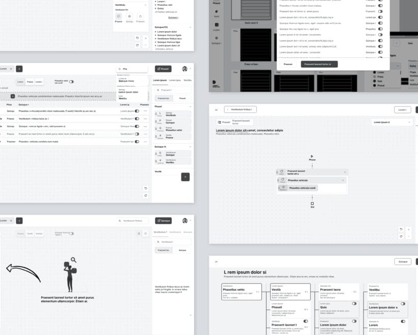 Wireframes à plat sur solution no-code