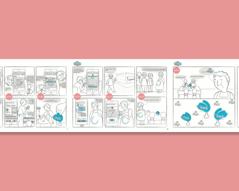 Storyboard sous forme de bande dessinée pour une app mobile